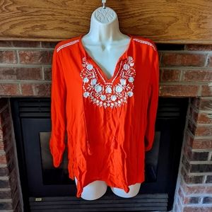 Old Navy orange 3/4 sleeve Bohemian blouse size medium